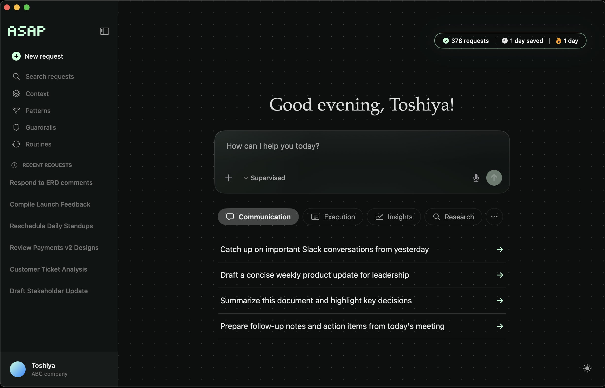 ASAP Dashboard Interface